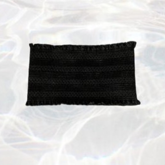 BLACK RUCHED VELVET TUBE TOP - Picture 1 of 3